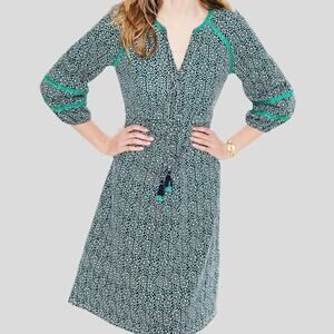 Boden Heidi Peasant Dress Turquoise Women Size 8